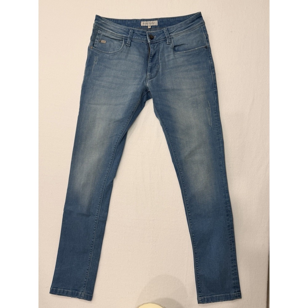 Rare Rabbit Women's Straight Leg Jeans Blue Light Wash Stretch 5-Pocket 30